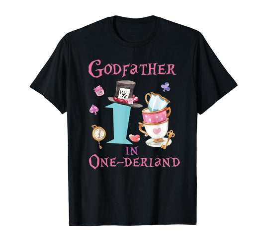 Godfather In Onderland 1st Birthday Girl Family Tea Party T-Shirt