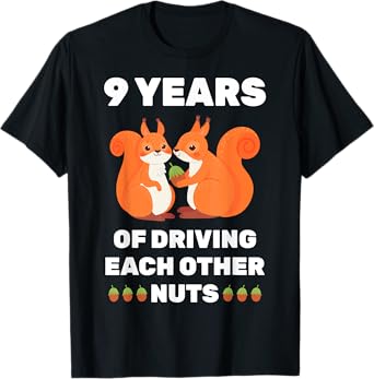 9th 9-Year Wedding Anniversary Funny Couple For Him Her T-Shirt