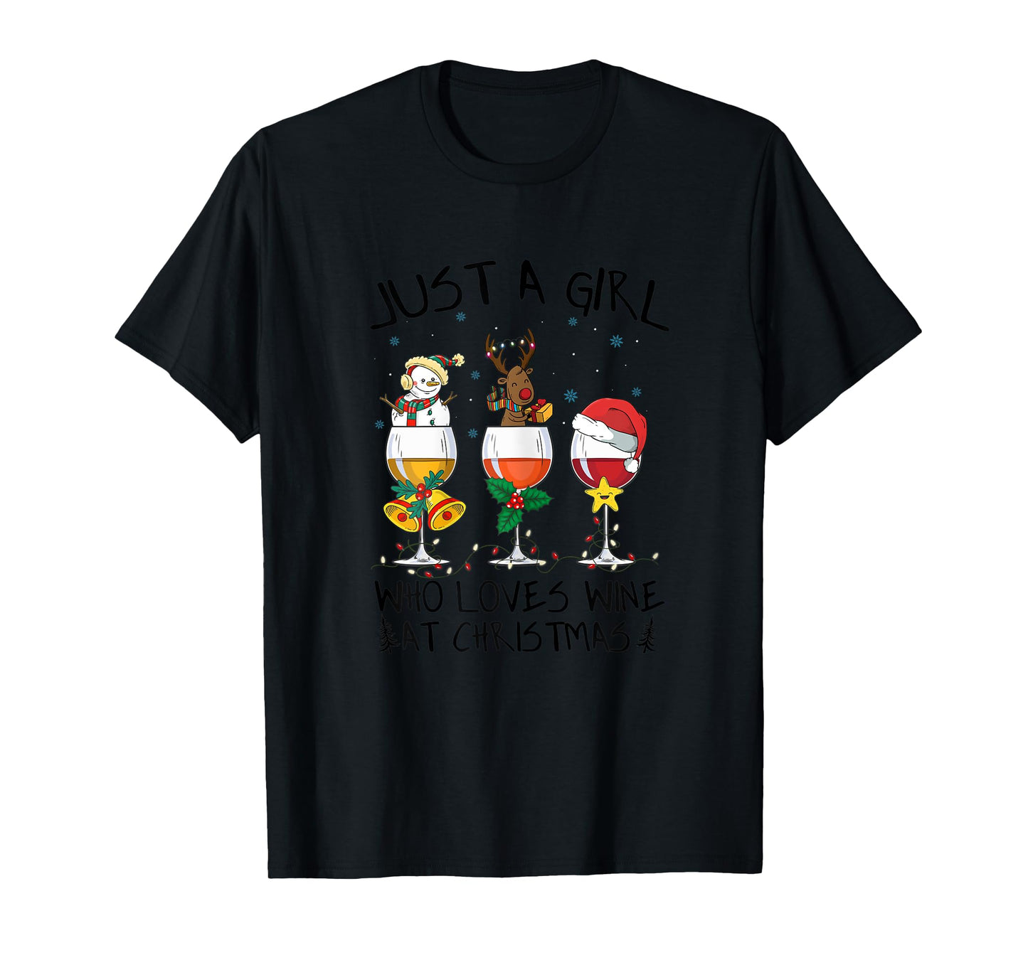 Womens Just a girl who loves Wine at Christmas Costume Xmas gifts T-Shirt
