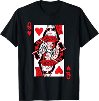Classic Black Queen of Hearts T-Shirt: Adult, Short Sleeve, Cotton-Polyester Blend