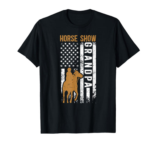 Horse Show Grandpa US Flag Equestrian Grandfather T-Shirt