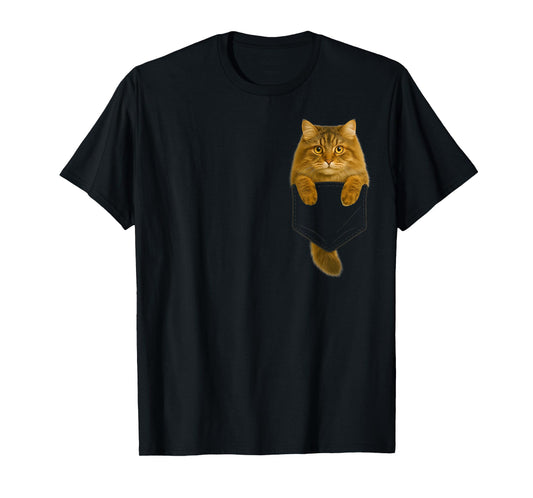 Siberian Cat Pocket Funny Gifts Cat Mom Cat Dad Cat Lover T-Shirt