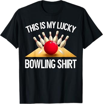 Funny LUCKY BOWLING T-Shirt Team Vintage Retro Gift Tee T-Shirt