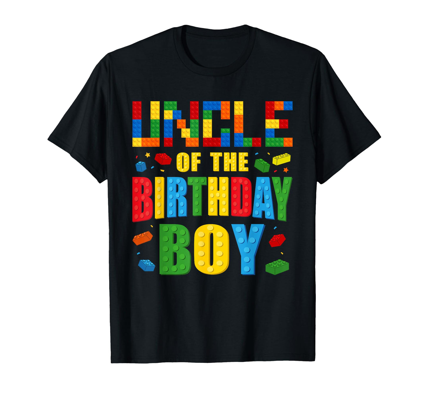 Uncle Of The Birthday Boy Building Blocks Bricks Builder T-Shirt