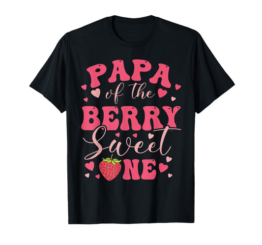 Papa Of The Berry Sweet One Strawberry First Birthday T-Shirt
