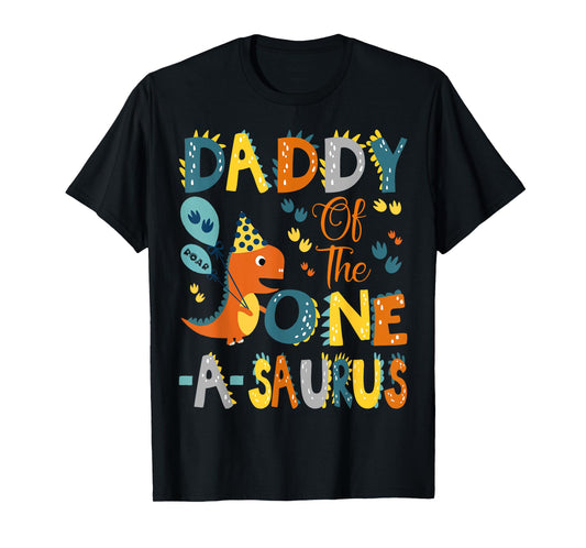 Dinosaur T-Rex 1St Birthday Matching Family Daddy Of The One-A-Saurus Unisex-Kids T-Shirt Black Small Modern Classic Cartoon Dinosaur Birthday T-Shirt
