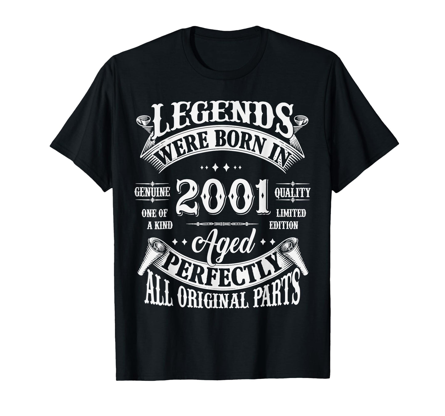 24th Birthday Tee 24 Years Old Vintage Legends Born In 2001 T-Shirt
