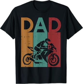 Fathers Day Biker Dad Motorcycle Retro Daddy Papa Sport Bike T-Shirt
