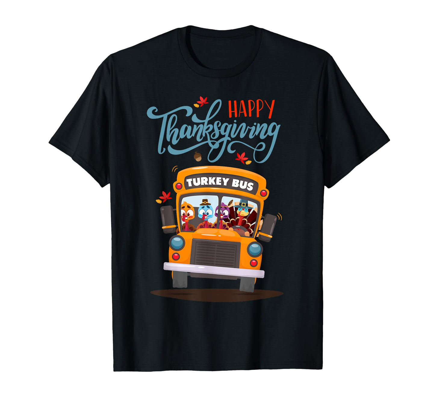 Happy Thanksgiving Fall Turkey Thankful School Bus Driver T-Shirt