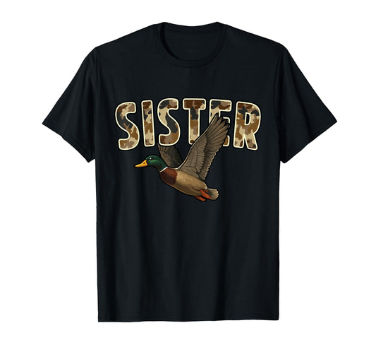Camouflage Vintage Mallard Duck Retro Camo Hunting Sister T-Shirt