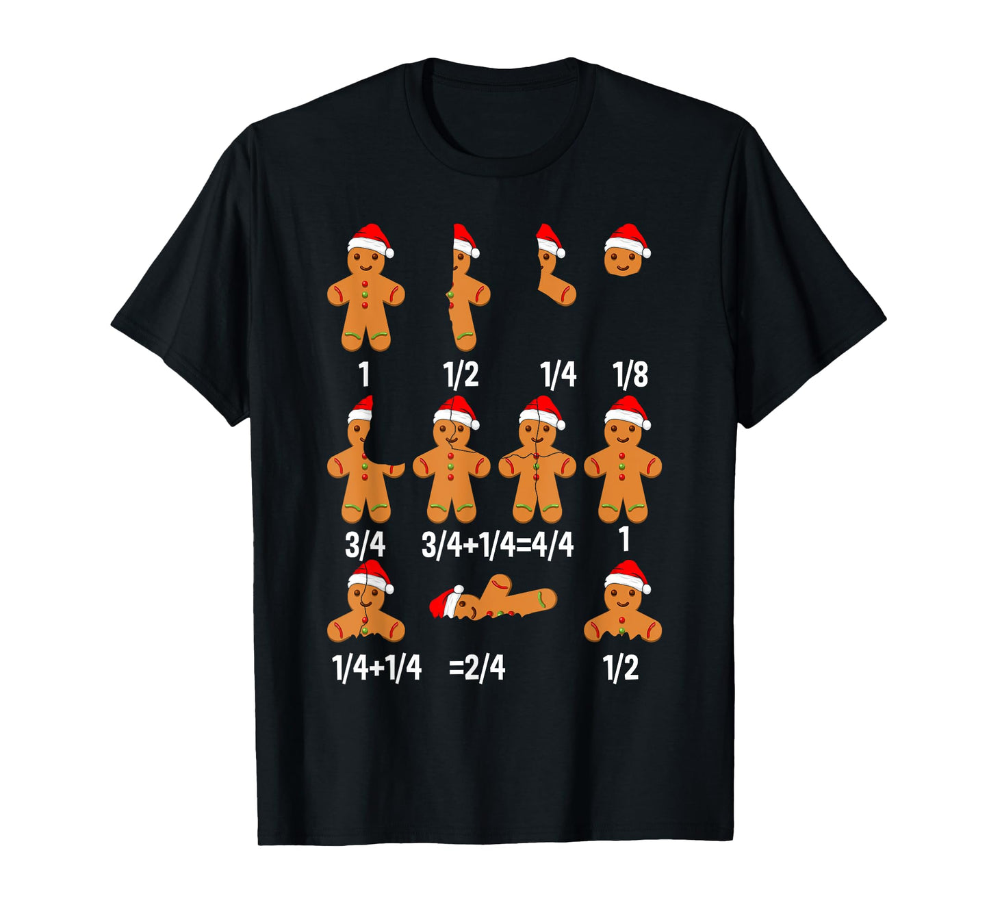 Christmas Math Teacher Equation Gingerbread With Santa Hat T-Shirt for Men Women Girls Kids