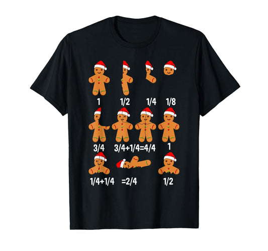 Christmas Math Teacher Equation Gingerbread With Santa Hat T-Shirt for Men Women Girls Kids