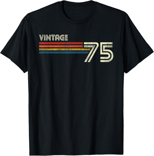 Vintage 1975 Chest Stripe 48 Birthday T-Shirt