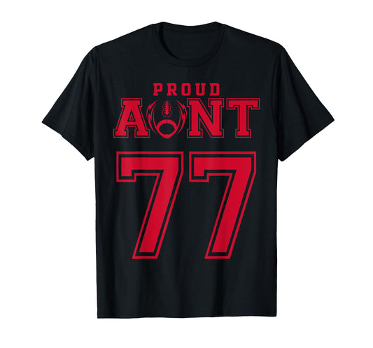 Custom Proud Football Aunt Number 77 R Personalized T-Shirt