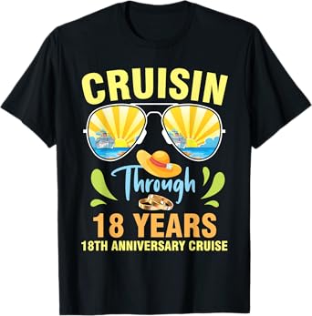Cruising Through 18 Years Marriage 18th Anniversary Cruise T-Shirt