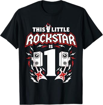 1st Birthday Rock And Roll Star Guitar 1 Year Old B-Day T-Shirt