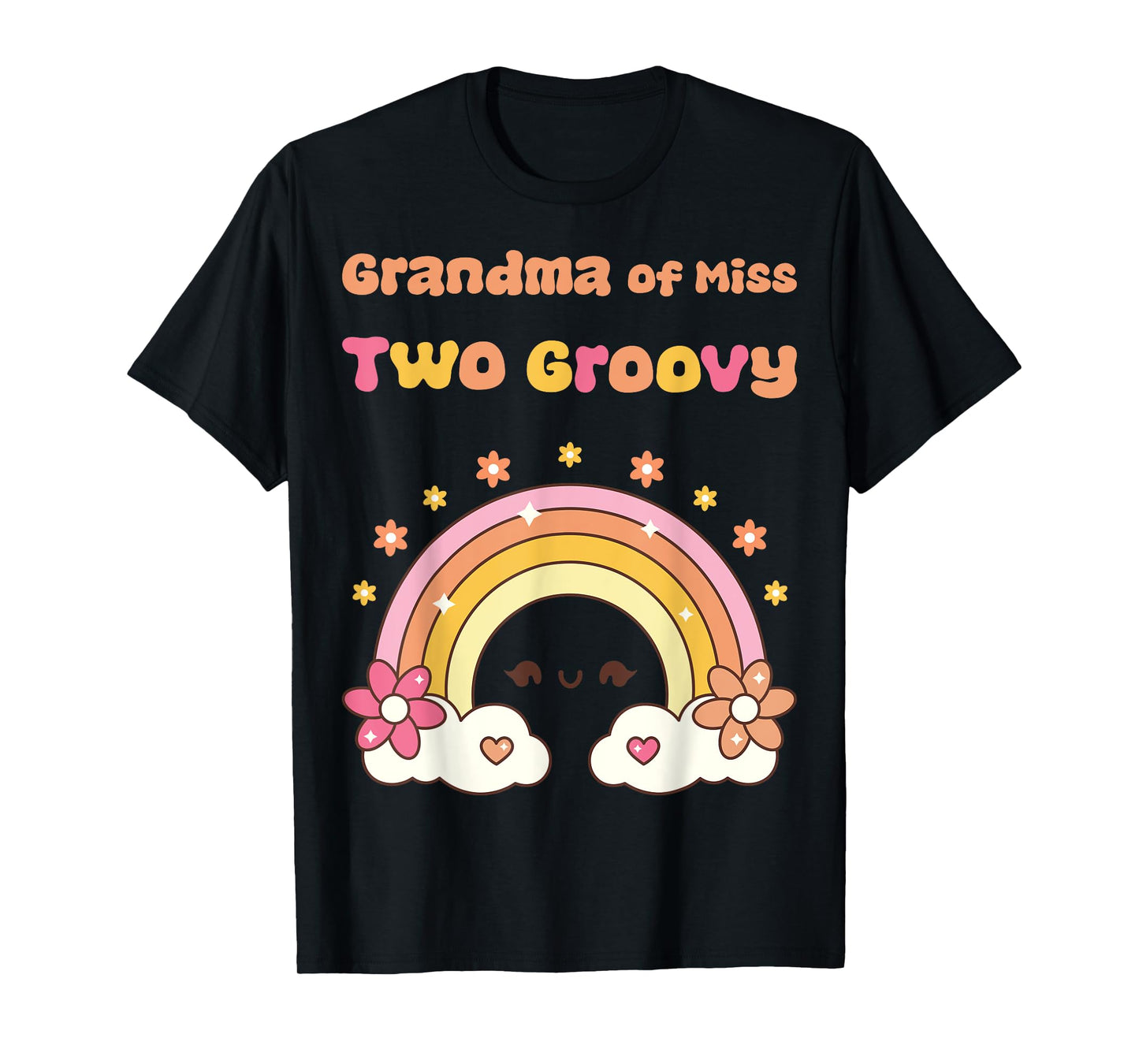 Grandma of Miss Two Groovy Boho Girl 2nd Birthday Outfit T-Shirt