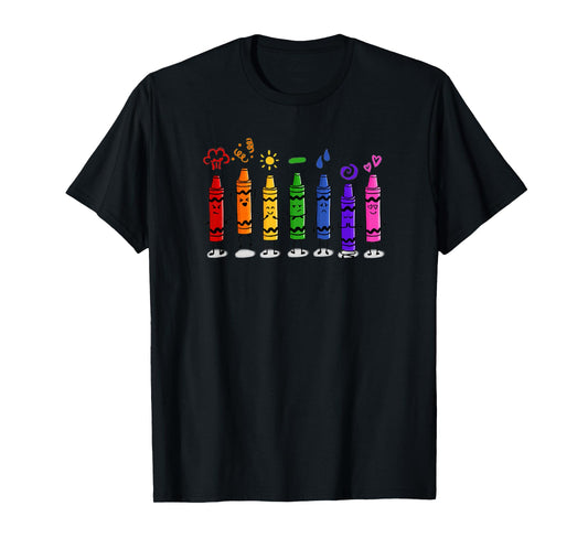 Colorful Color Crayon Attitudes Emotions of the Rainbow T-Shirt