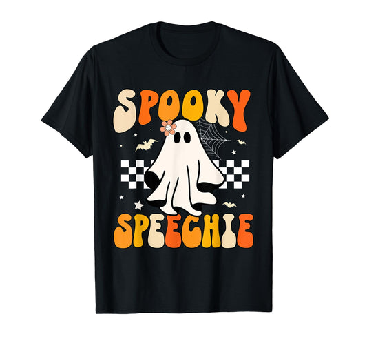 Retro Speech Therapy Halloween Spooky Speechie Language T-Shirt