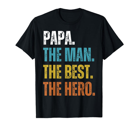 Vintage Papa The Man The Best The Hero Father's Day for Men T-Shirt