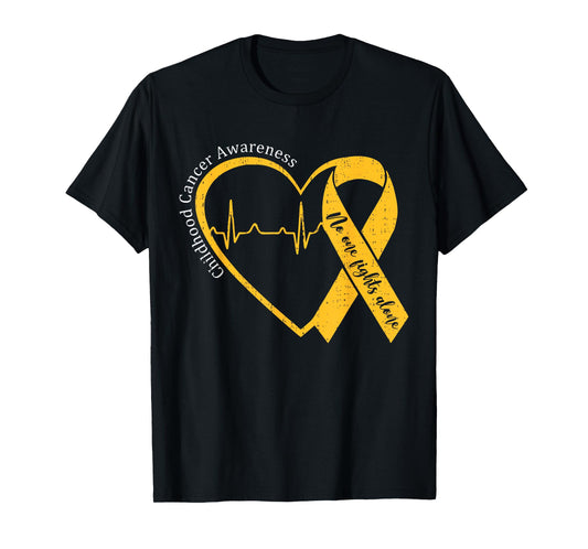 Childhood Cancer Awareness Gold Heart Ribbon Men Women Kids T-Shirt