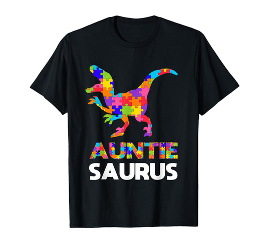 Auntie Saurus Autism Awareness Autistic Autism Aunt Gift T-Shirt