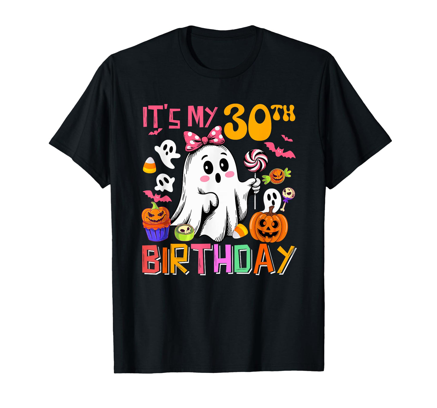 It's My 30th Irthday Halloween Boo Ghost Bow Tie Candies T-Shirt