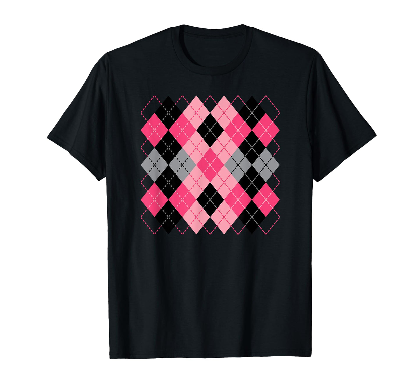 Preppy in Pink Retro Rockabilly Fashionable Argyle T-Shirt