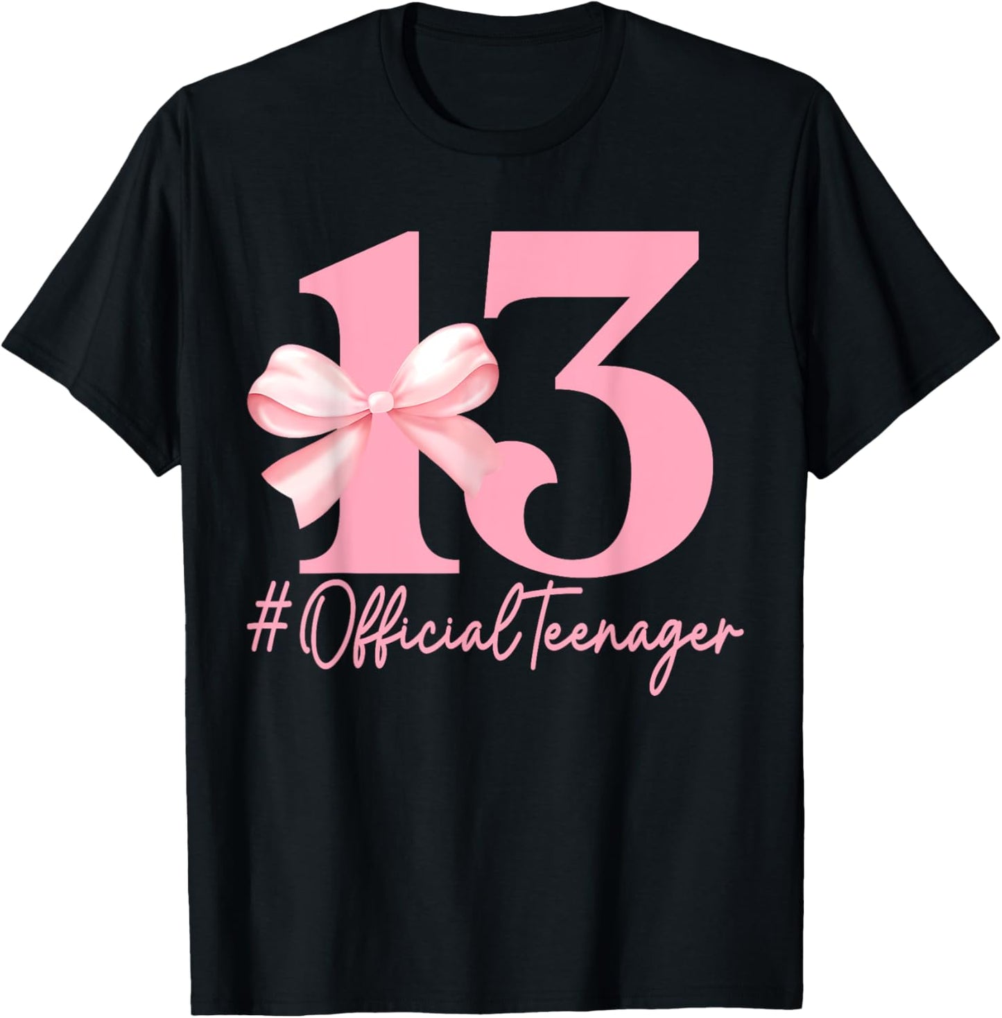 Birthday Girl Pink Coquette Bow 13 Year Old Aesthetic Girly T-Shirt
