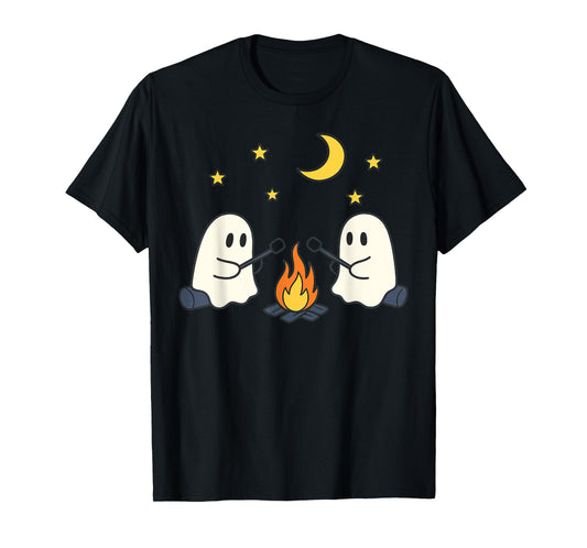 Cute Ghost Camping Campfire Halloween Marshmallow Men Women T-Shirt