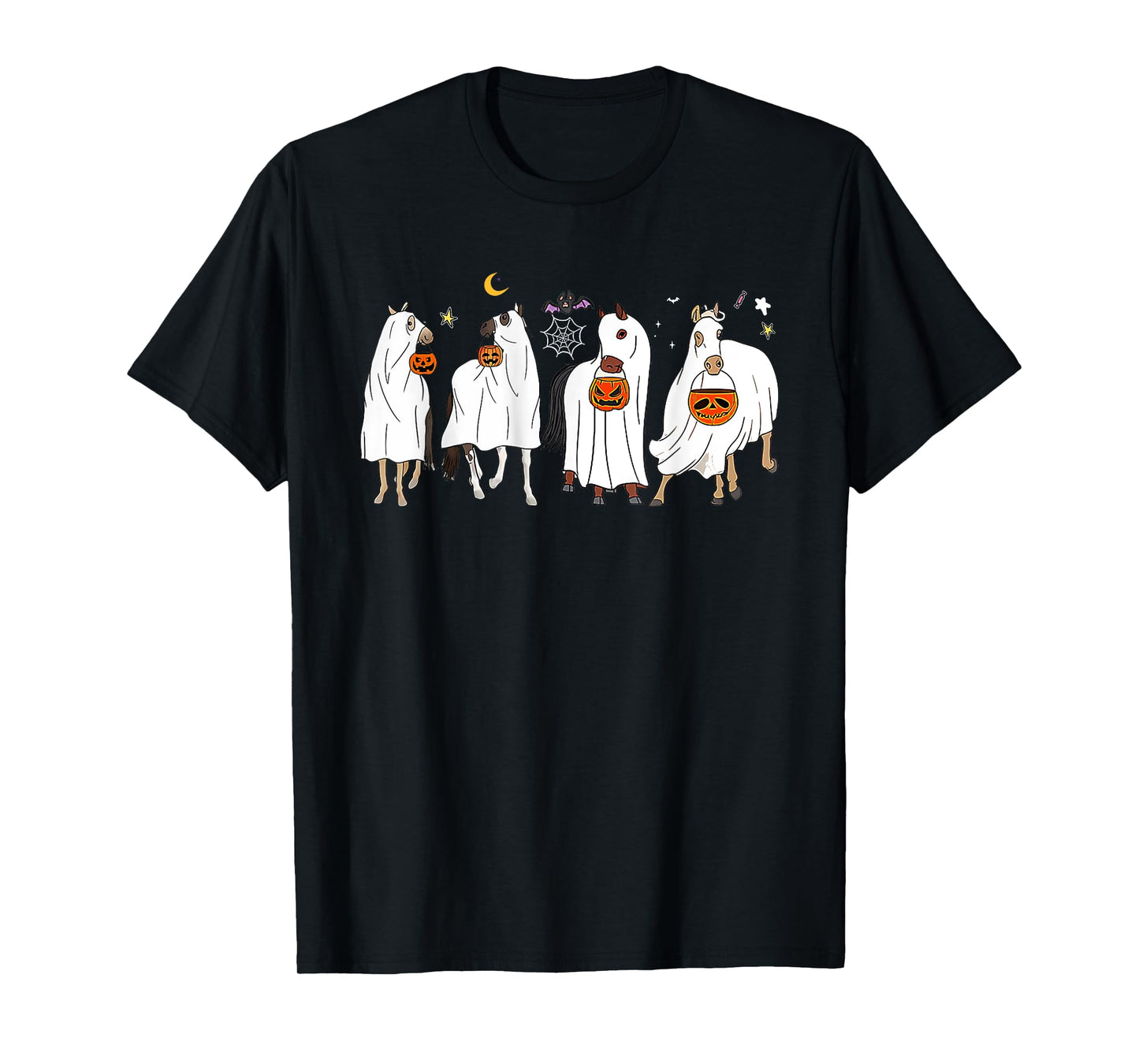 Horse Ghost Halloween Pumpkin Horseback Riding Equestrian T-Shirt