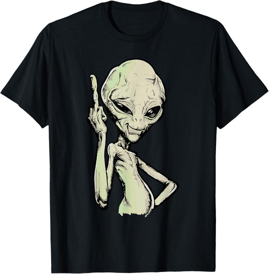 Alien Middle Finger Adult Humour Funny Novelty T-Shirt