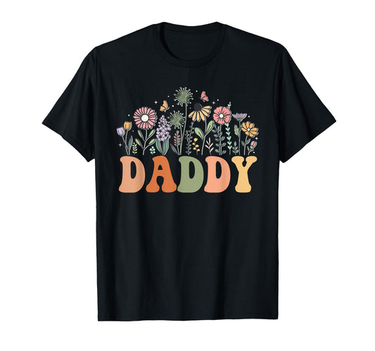 Daddy Wildflower Floral Birthday Baby Shower New Daddy T-Shirt