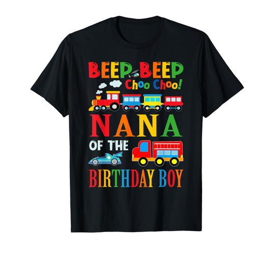 Nana Of The Birthday Boy Transportation Family Matching T-Shirt