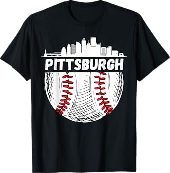 Vintage Pittsburgh Baseball Skyline Pittsburgh Baseball T-Shirt