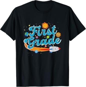 Back To School Outer Space Teacher First Grade Solar System Men Women Girls Kids T-Shirt