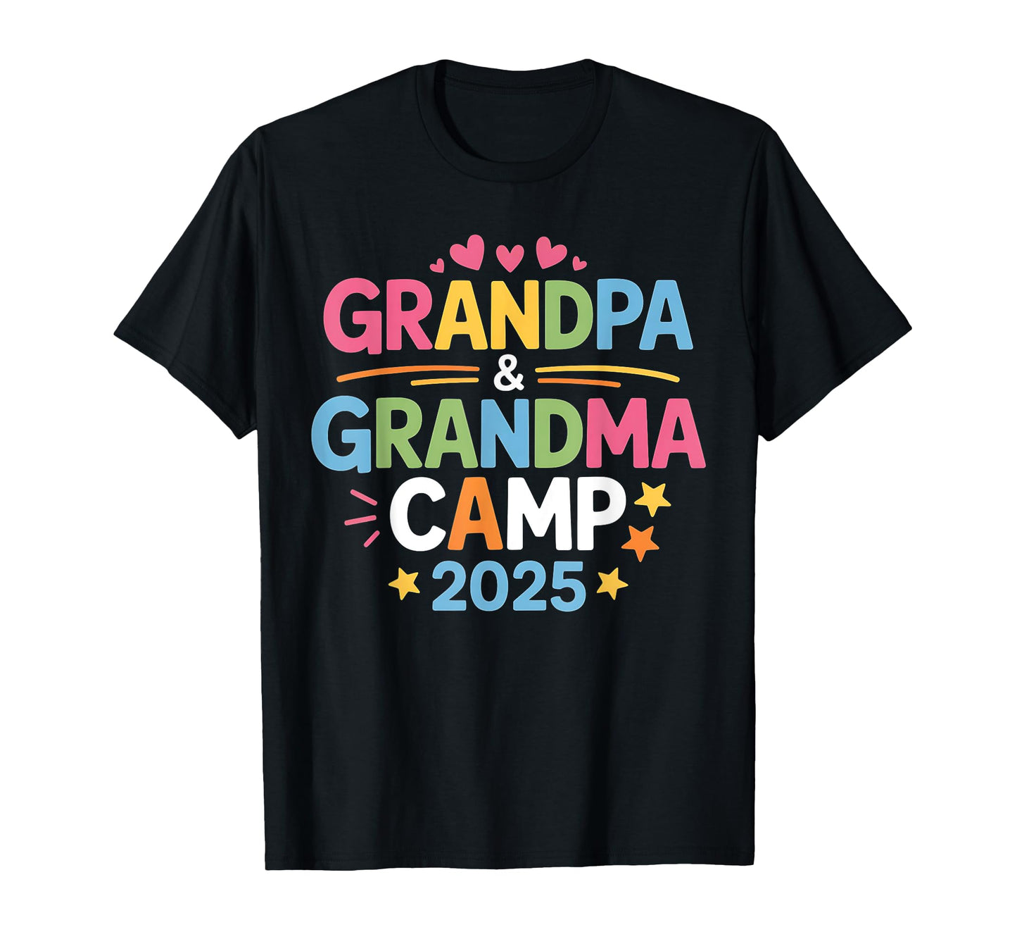 Grandpa And Grandma Camp 2025 Family Vacation Summer Camping T-Shirt
