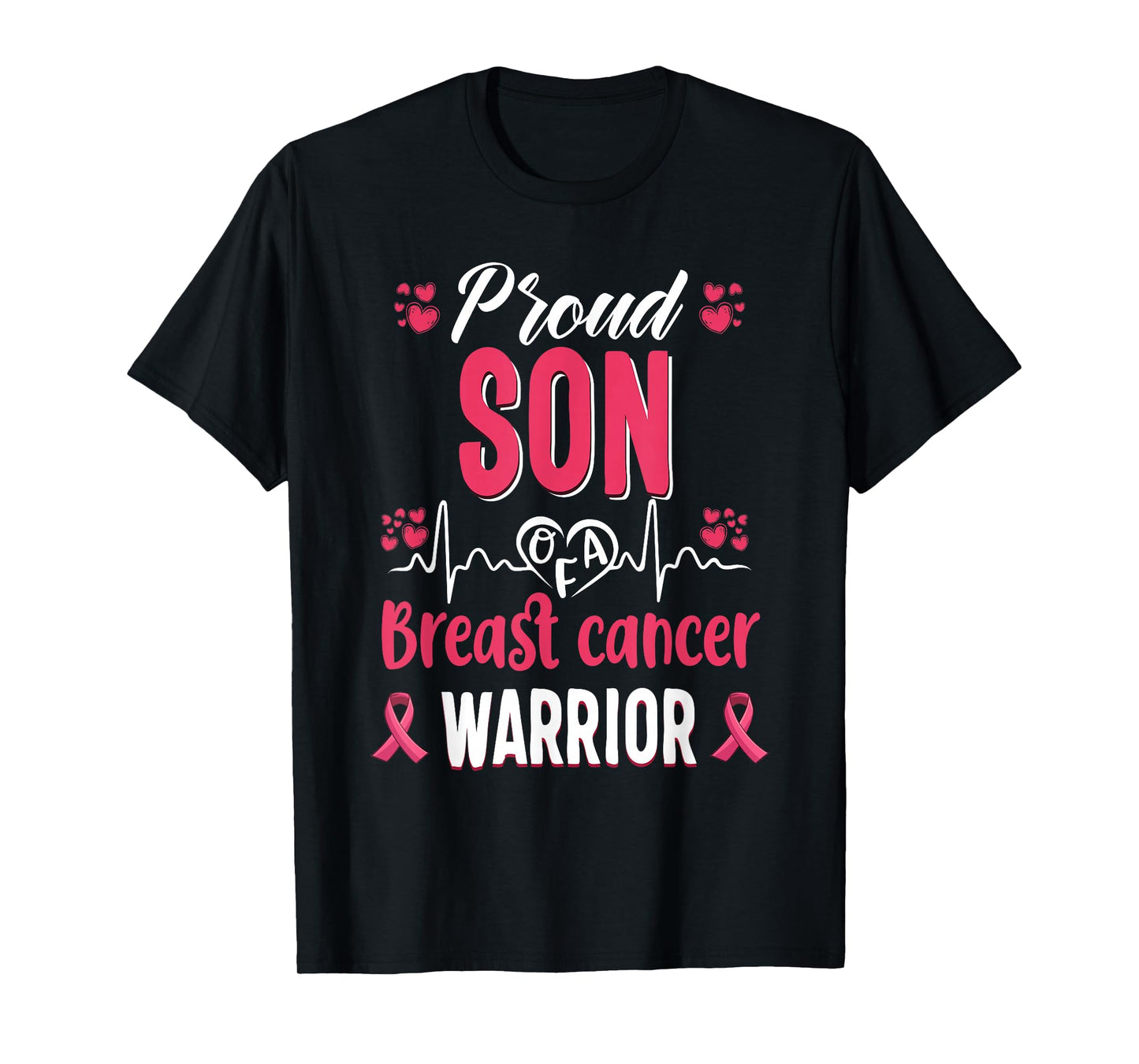 proud Son breast cancer warrior awareness pink ribbon T-Shirt