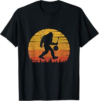 Vintage Retro Sunset Funny Bigfoot Banjo Player T-Shirt