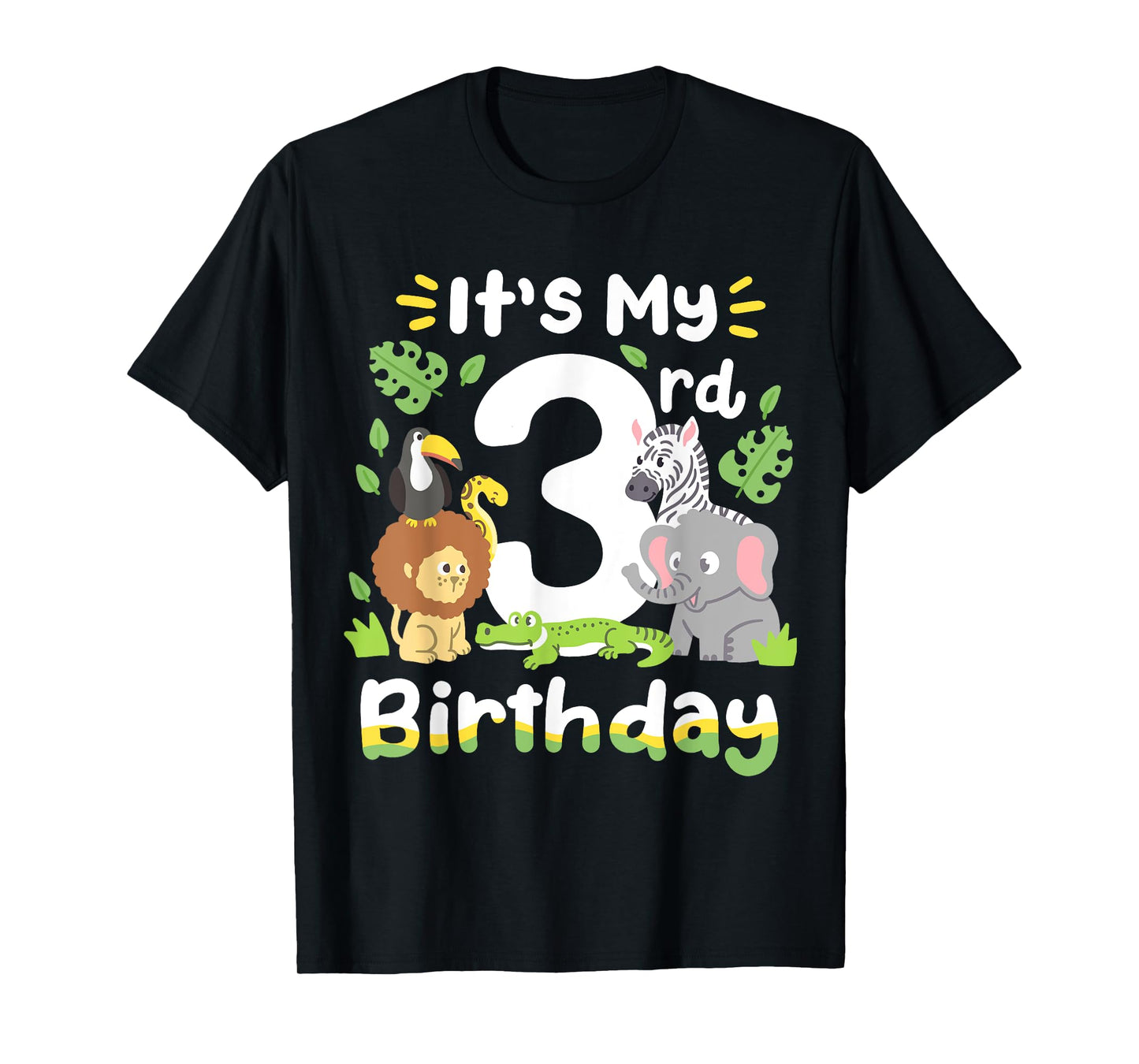 Jungle Safari 3rd Birthday Zoo Animal Three Years Old Kids T-Shirt