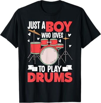 Just A Boy Who Loves To Play Drums Drummer Boys Kids T-Shirt