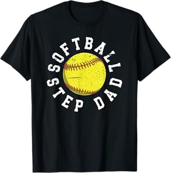 Softball Step Dad Of A Softball Player Stepfather T-Shirt