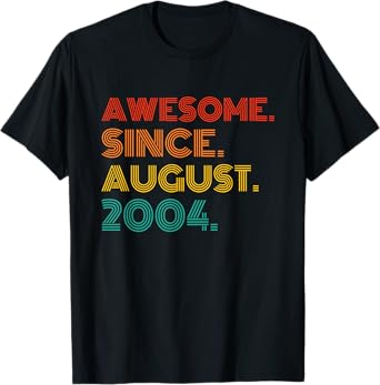 Awesome Since August 2004 Birthday Gifts Idea Vintage 2004 T-Shirt