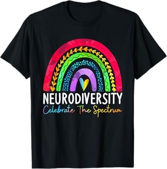 Neurodiversity Autism Spectrum ASD ADHD Rainbow Boho T-Shirt
