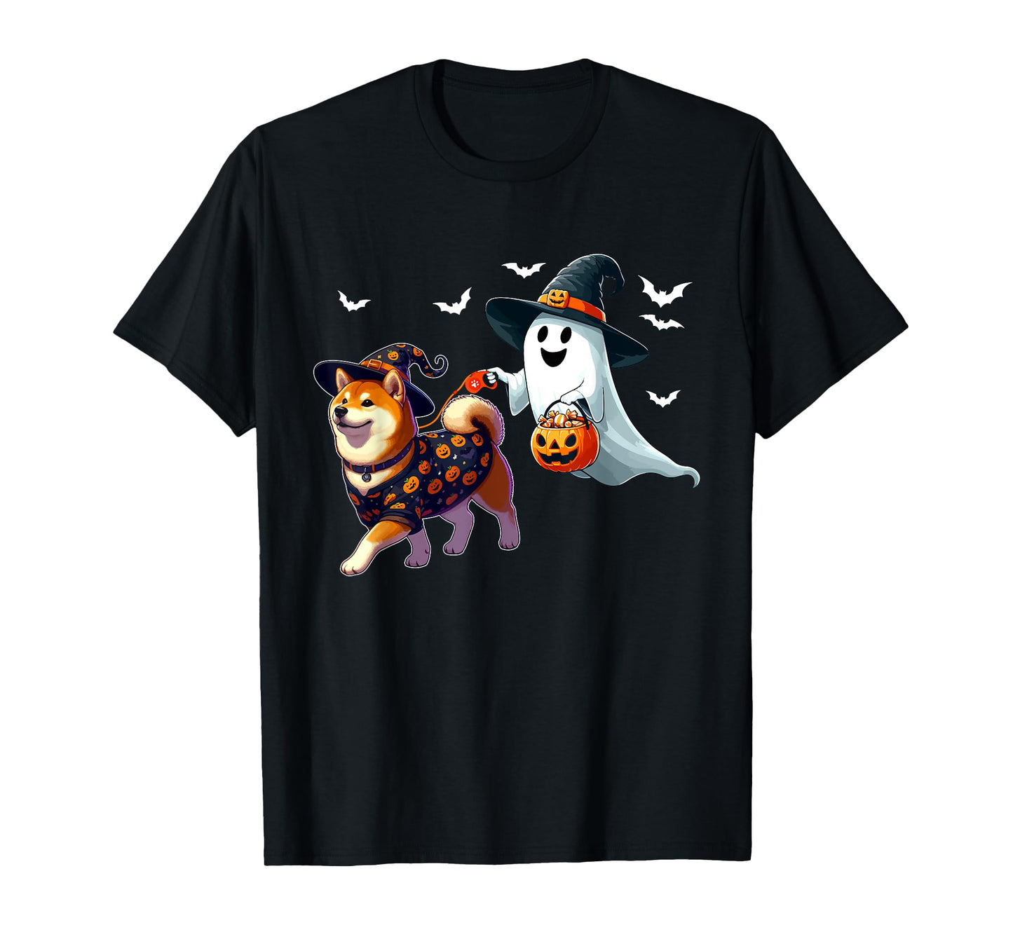 Boo Ghost With Shiba Inu As Witch Halloween Owner Kids T-Shirt
