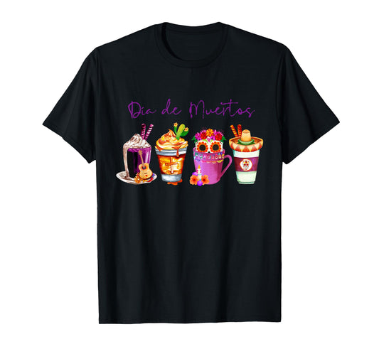 Dia de Los Muertos Skull Coffee Latte Day Of The Dead Drinks T-Shirt