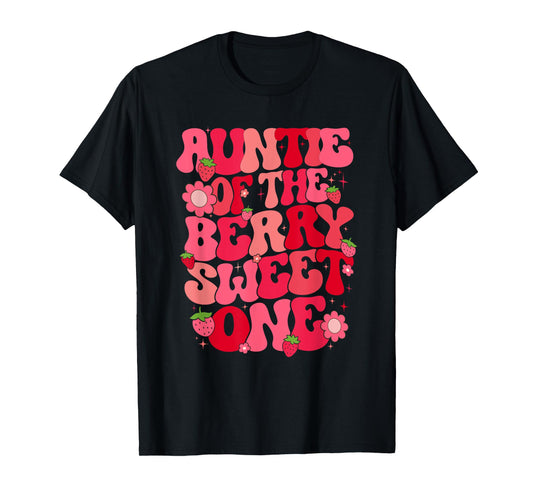 Auntie Of The Berry Sweet One Strawberry First Birthday T-Shirt