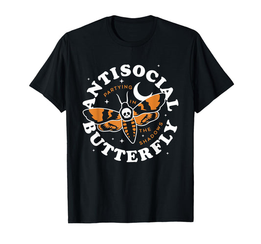 Antisocial Butterfly Partying In The Shadows Apparel T-Shirt