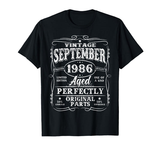 39 Years Old Vintage September 1986 Retro 39th Birthday Men T-Shirt