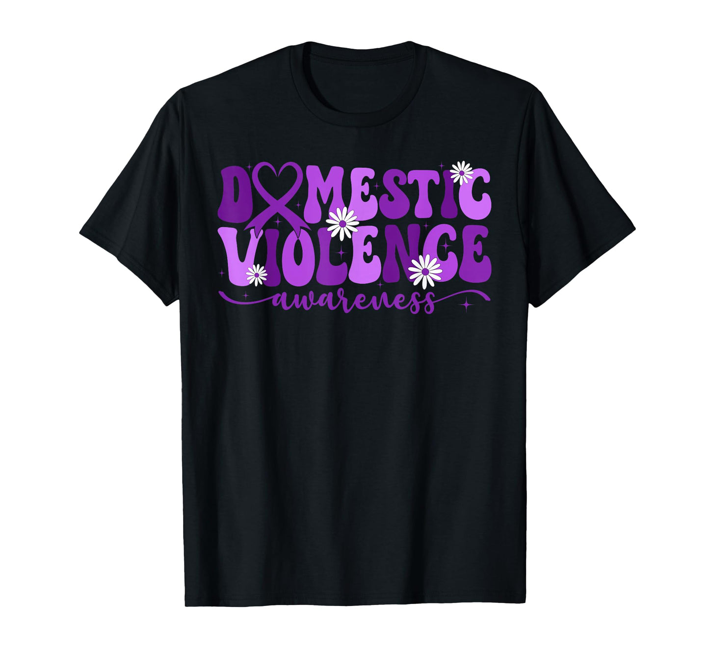 Groovy Domestic Violence Awareness Warriors Purple Ribbon T-Shirt